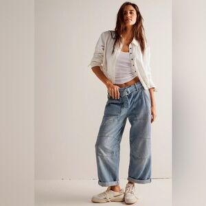 Free People We The Free Pavement Artist Slouchy Cropped Jeans